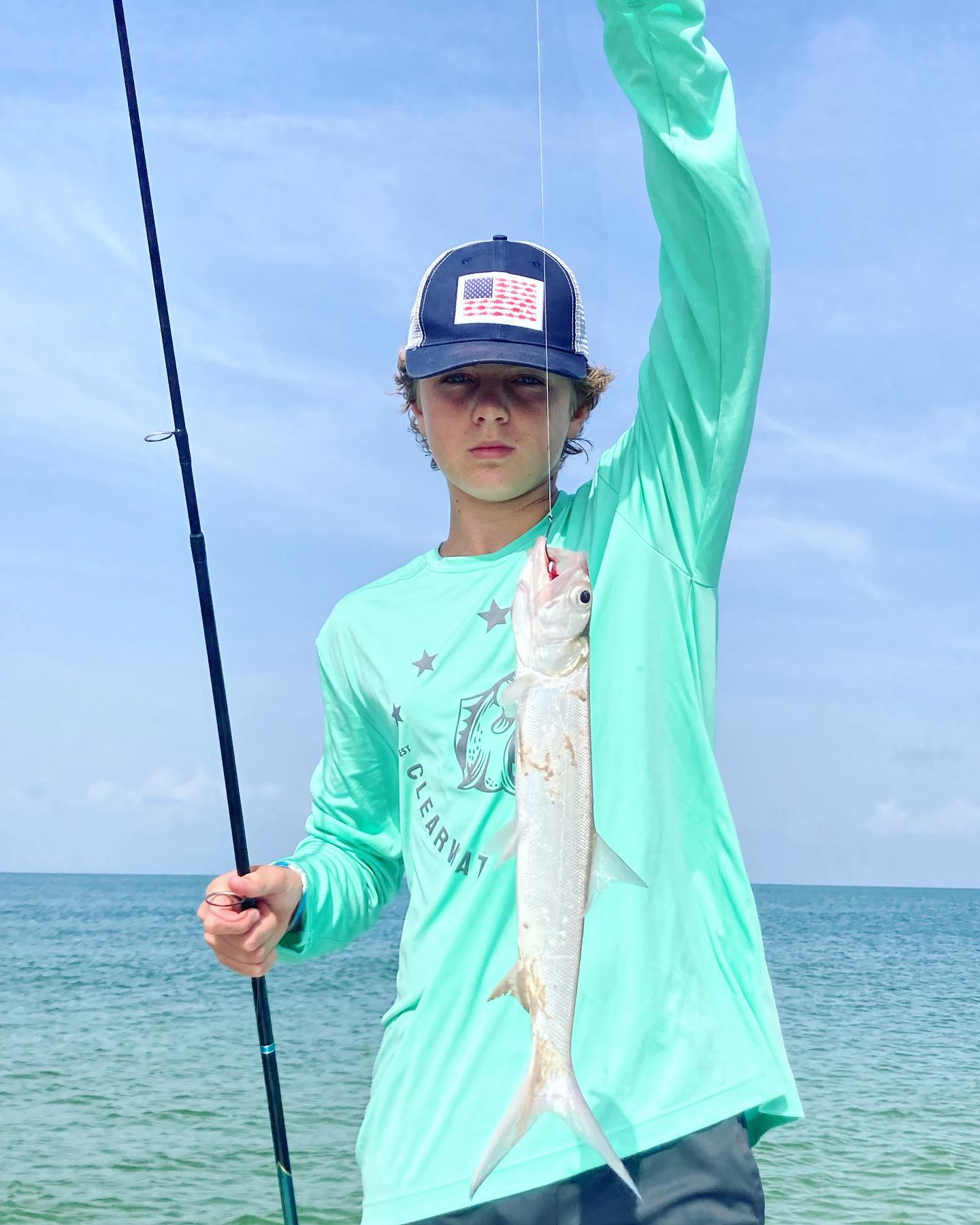 A ladyfish caught in Clearwater during a fishing trip