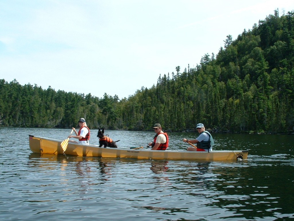 Three people enjoying the outdoors in Grand Marais