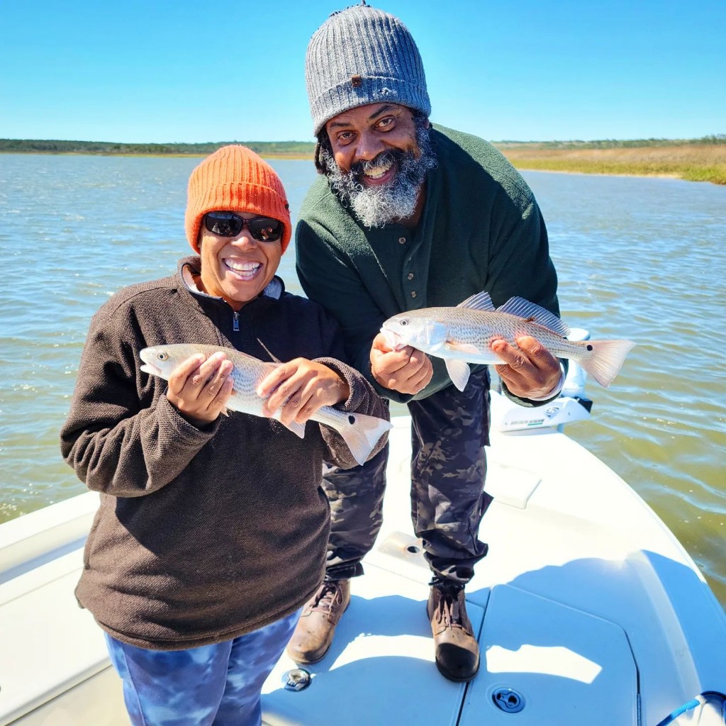 Two redfish caught while fishing in SC