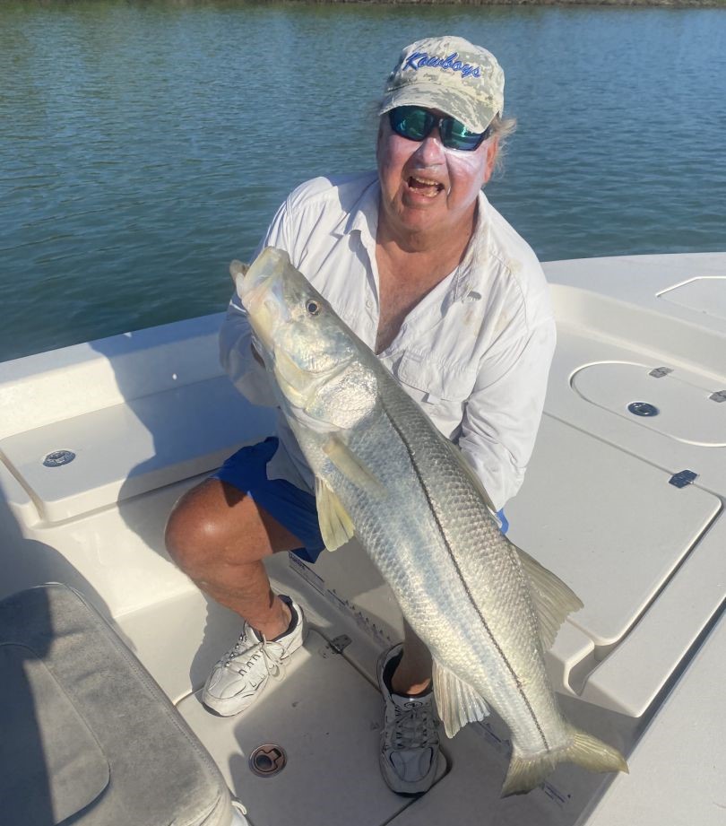 A lone snook fish, 25 inches long, caught during a fishing tour in Goodland