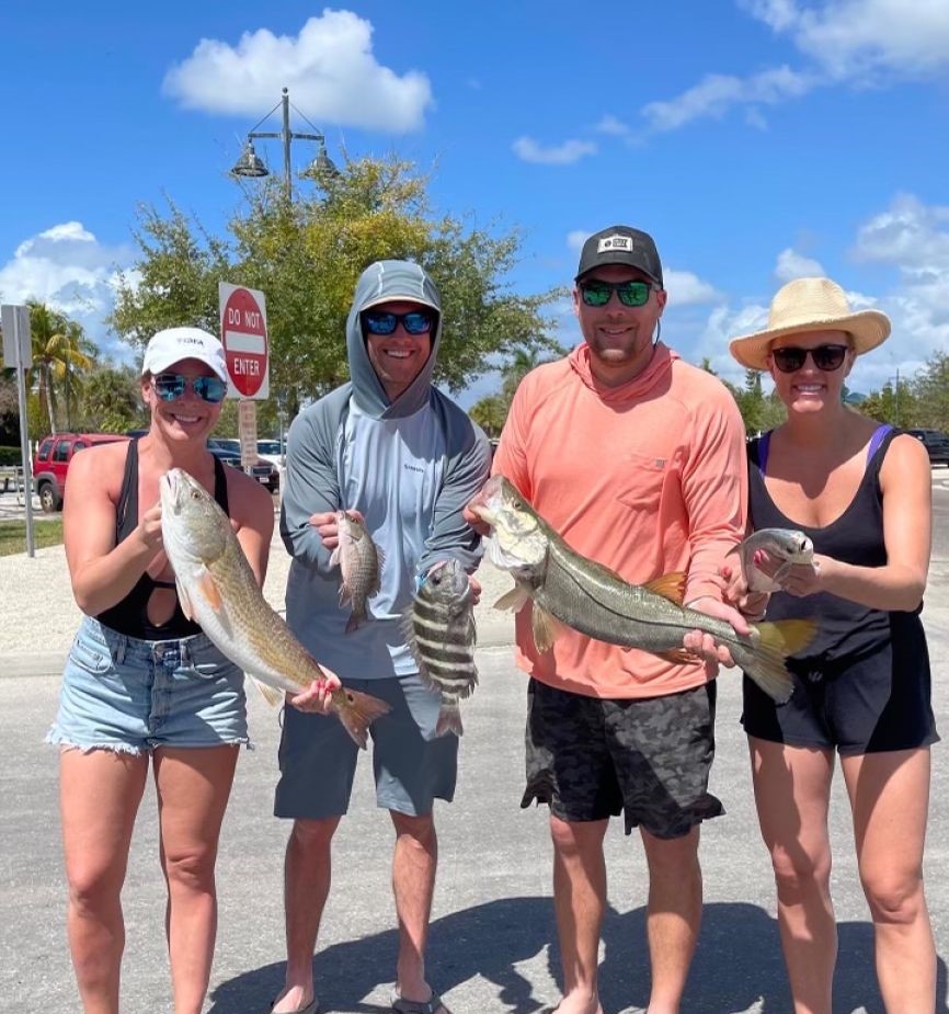 4 snook and sheepshead fish caught during a fishing tour in Goodland