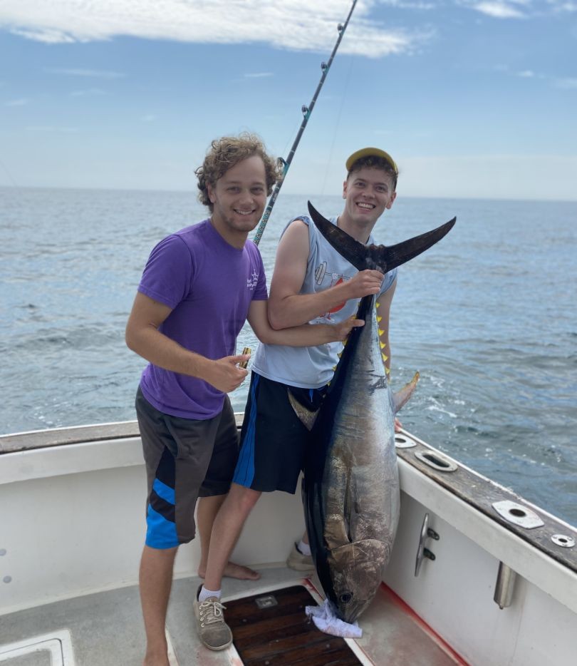 Yellowfin tuna catch displayed on fishing boat deck in Gloucester MA