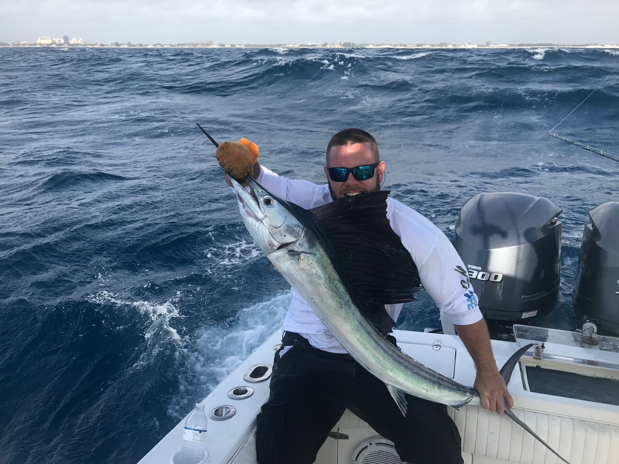 Atlantic sailfish caught during deep sea fishing charter in West Palm Beach Florida