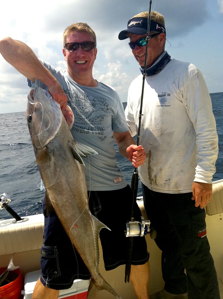 Large cobia fish caught during deep sea fishing trip in West Palm Beach FL