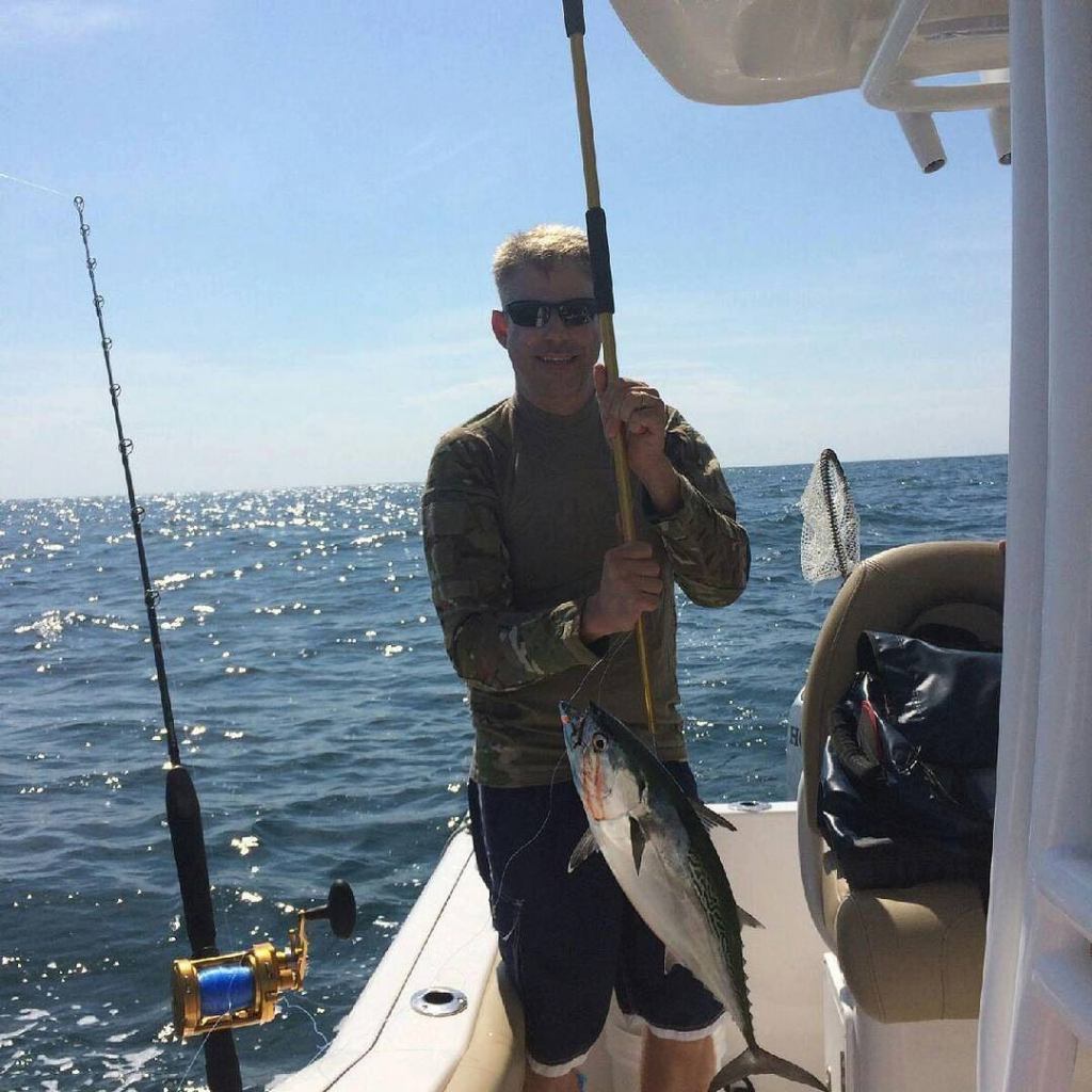 Photograph of a little tunny fish caught measuring 17 inches long