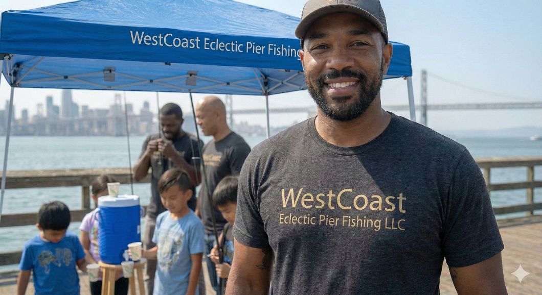 Group of 6 anglers enjoying a fishing trip in California