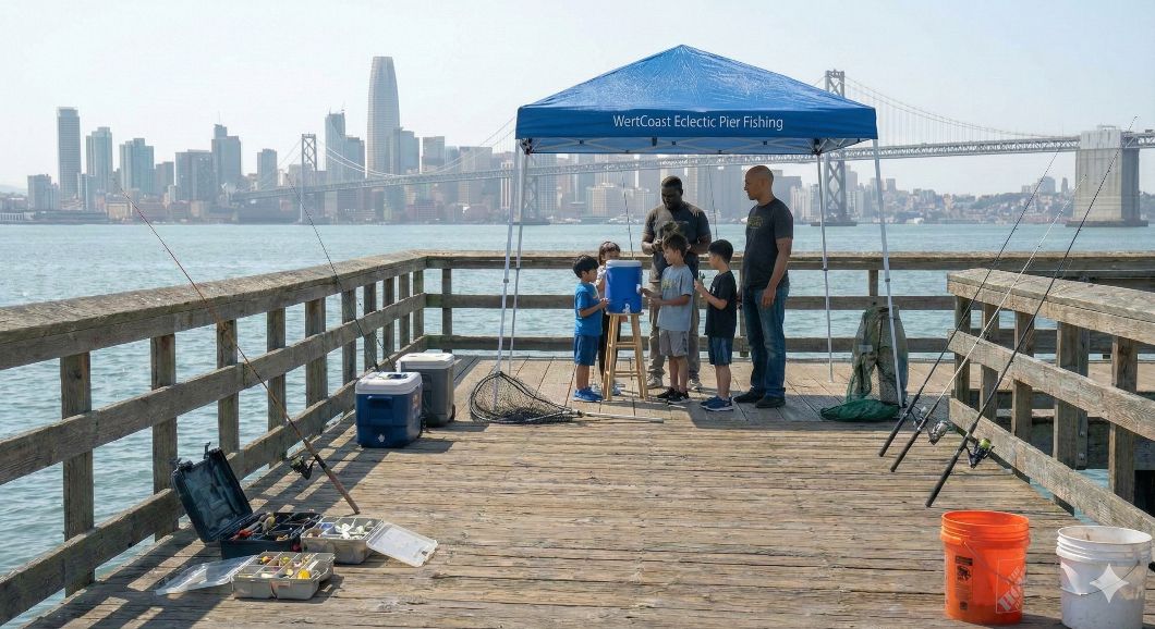 Four people fishing in California