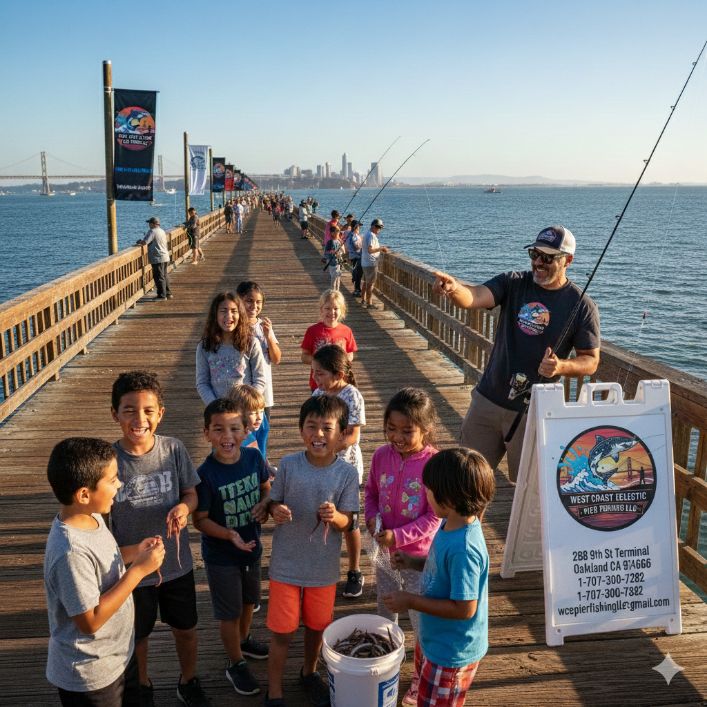 Group of 10 people fishing in Oakland