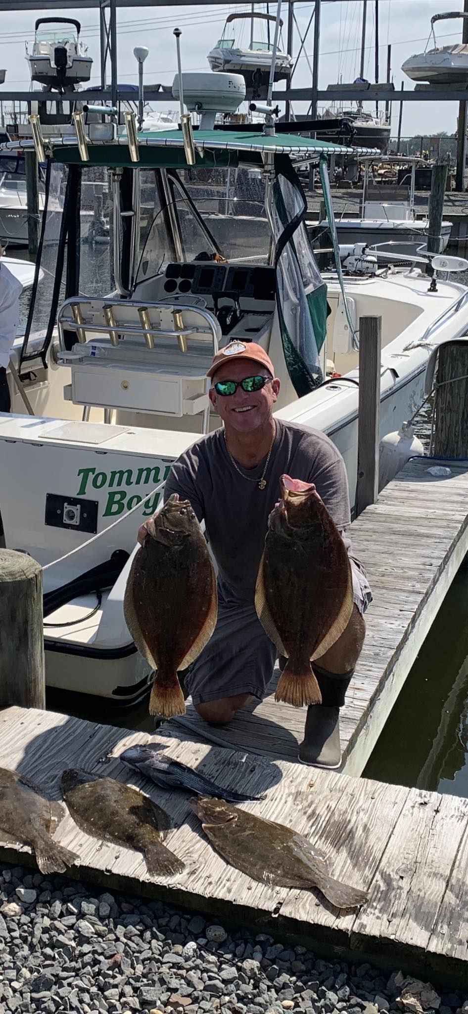 4 summer flounder and southern flounder caught while fishing in NJ