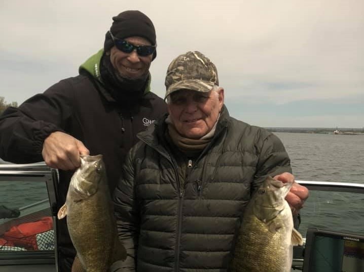Two smallmouth bass caught in Erie, Ohio