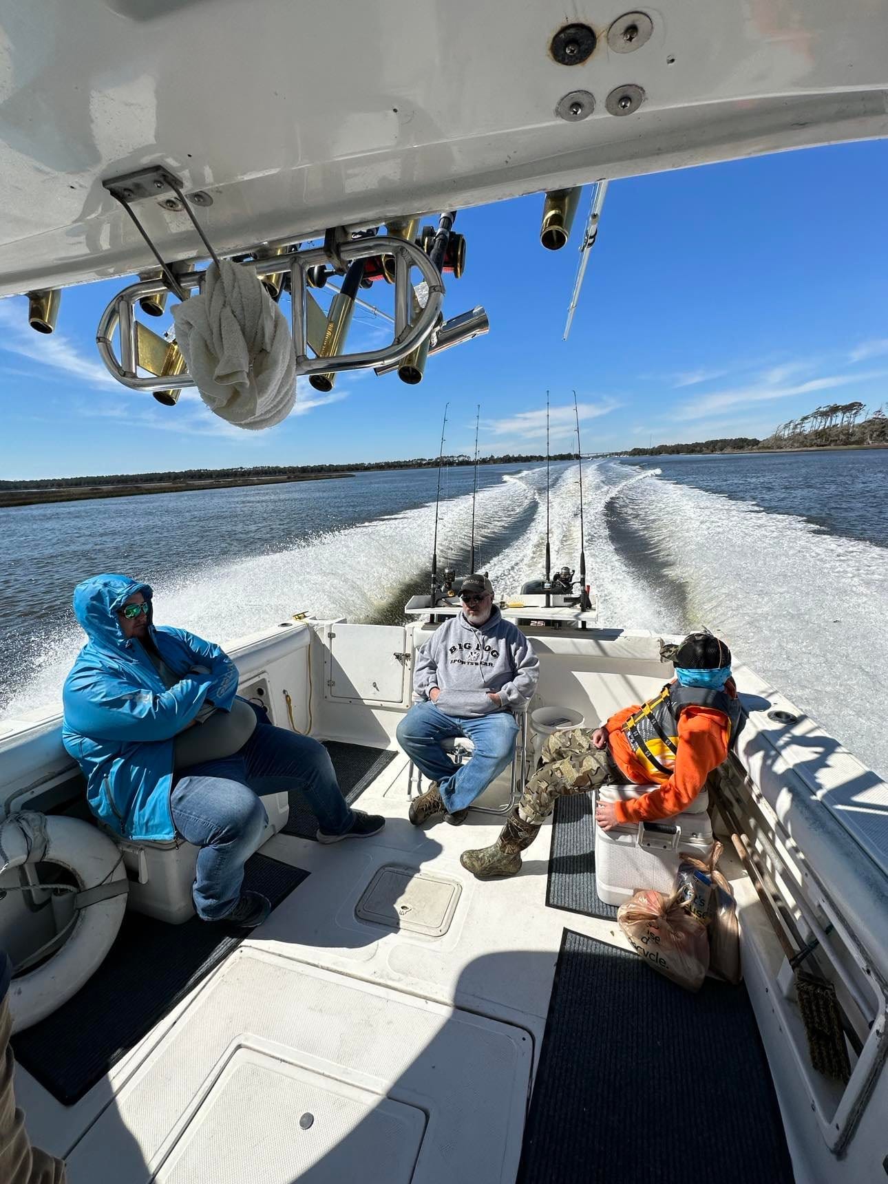 Three people fishing in North Carolina
