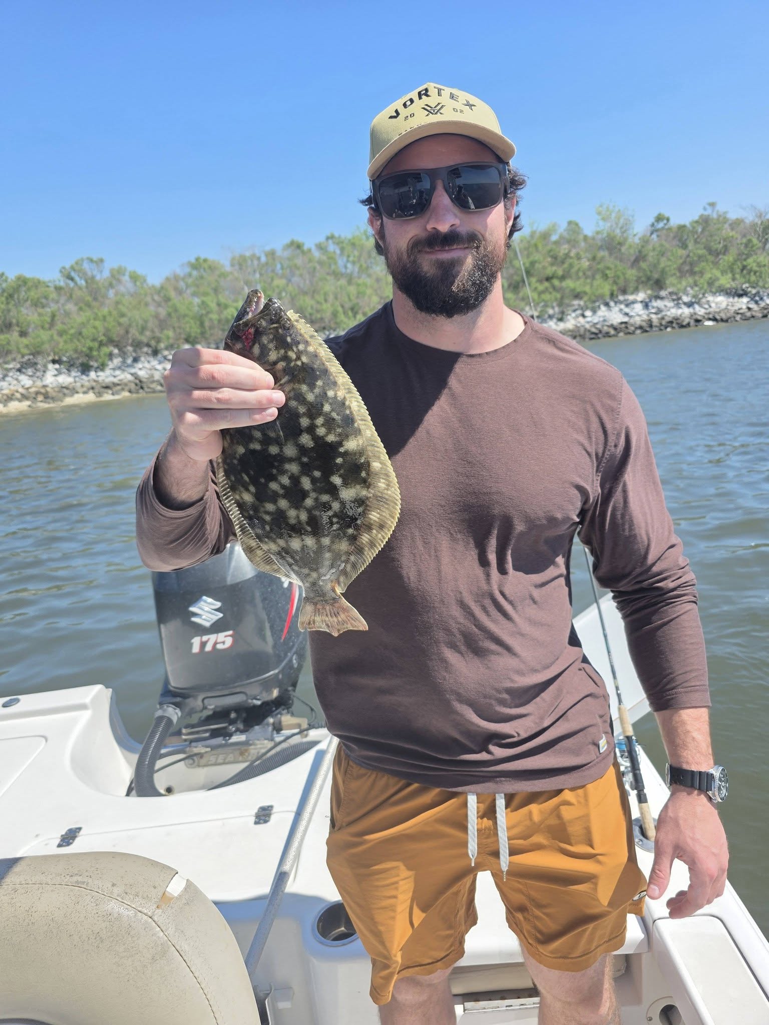 Southern flounder caught fishing in Brunswick GA on boat