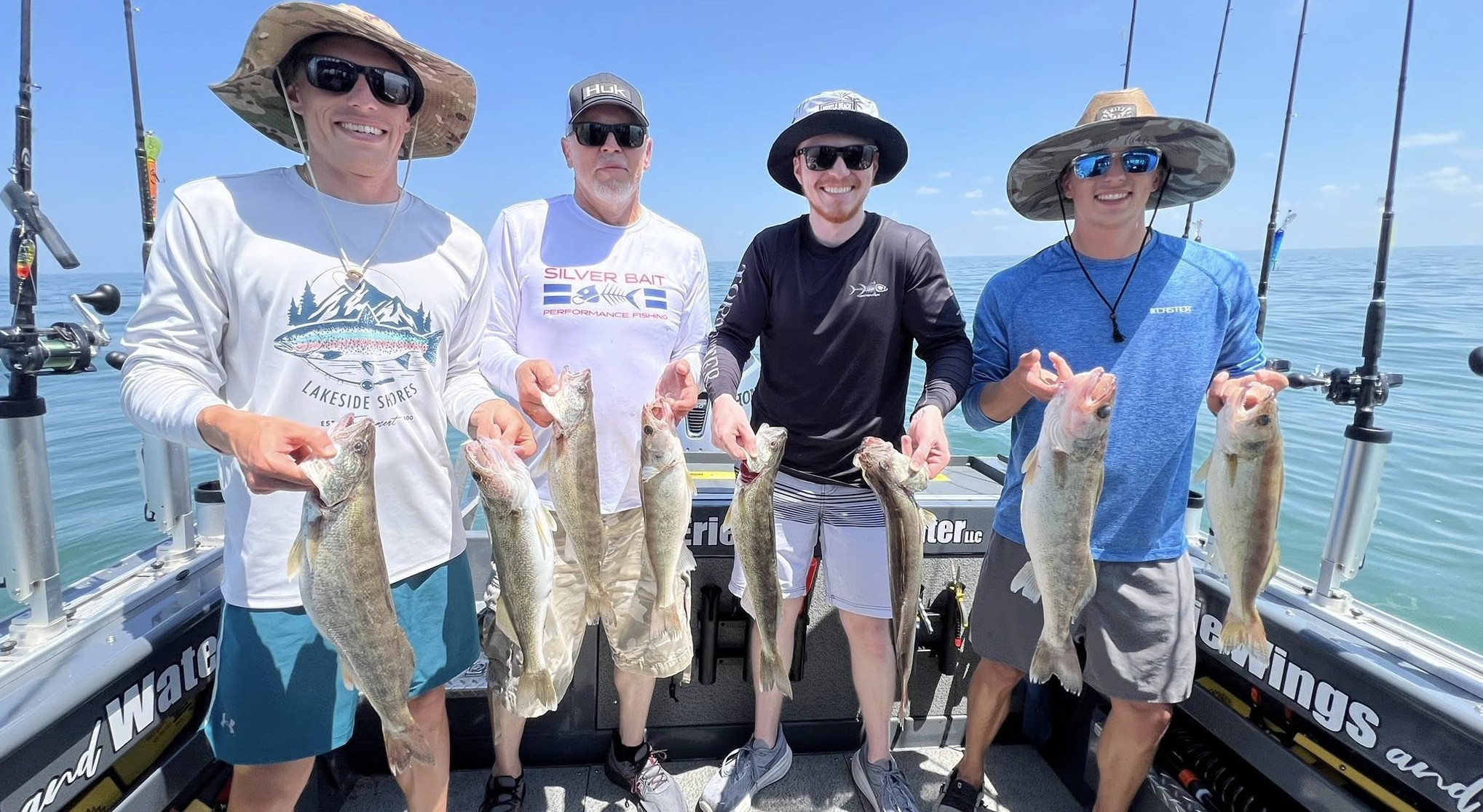 Lake Erie walleye fishing charter boat with Captain Mark, 26' Hewescraft cuddy cabin vessel