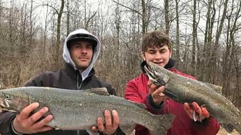 Two rainbow trout caught in Neenah