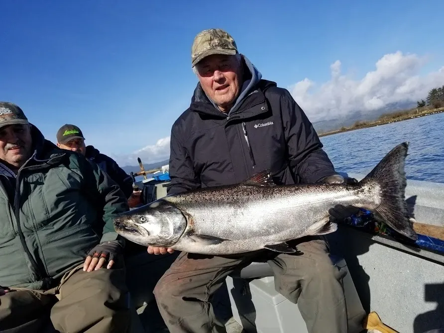Salmon fishing boat charter at Buoy 10 Columbia River Astoria Oregon catching Coho Chinook