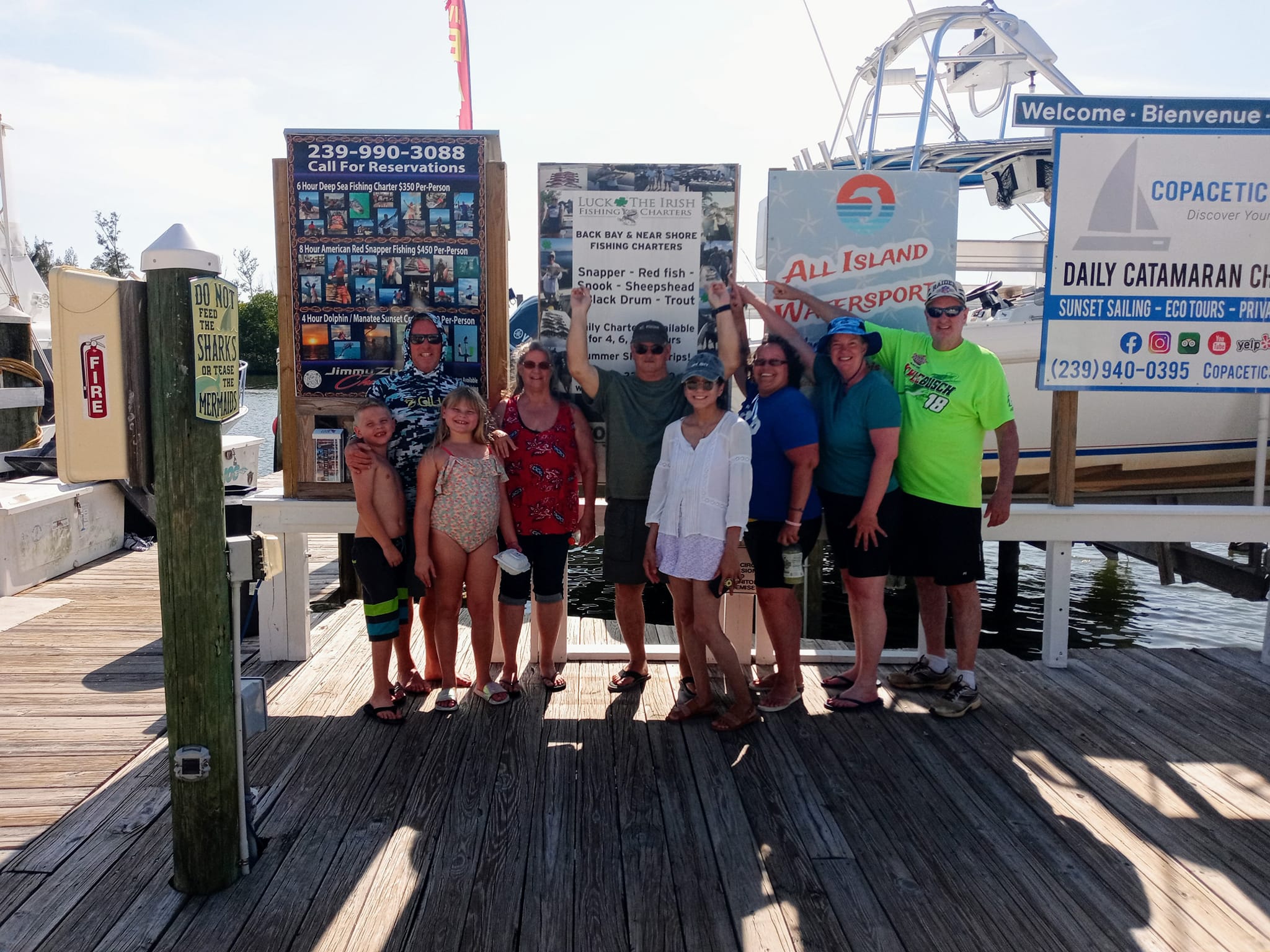 9 people enjoying fishing at Fort Myers Beach