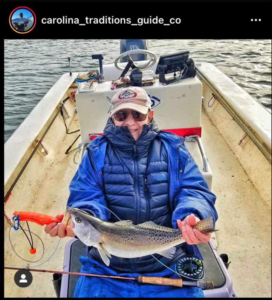 A spotted weakfish measuring 14 inches, caught in Beaufort.