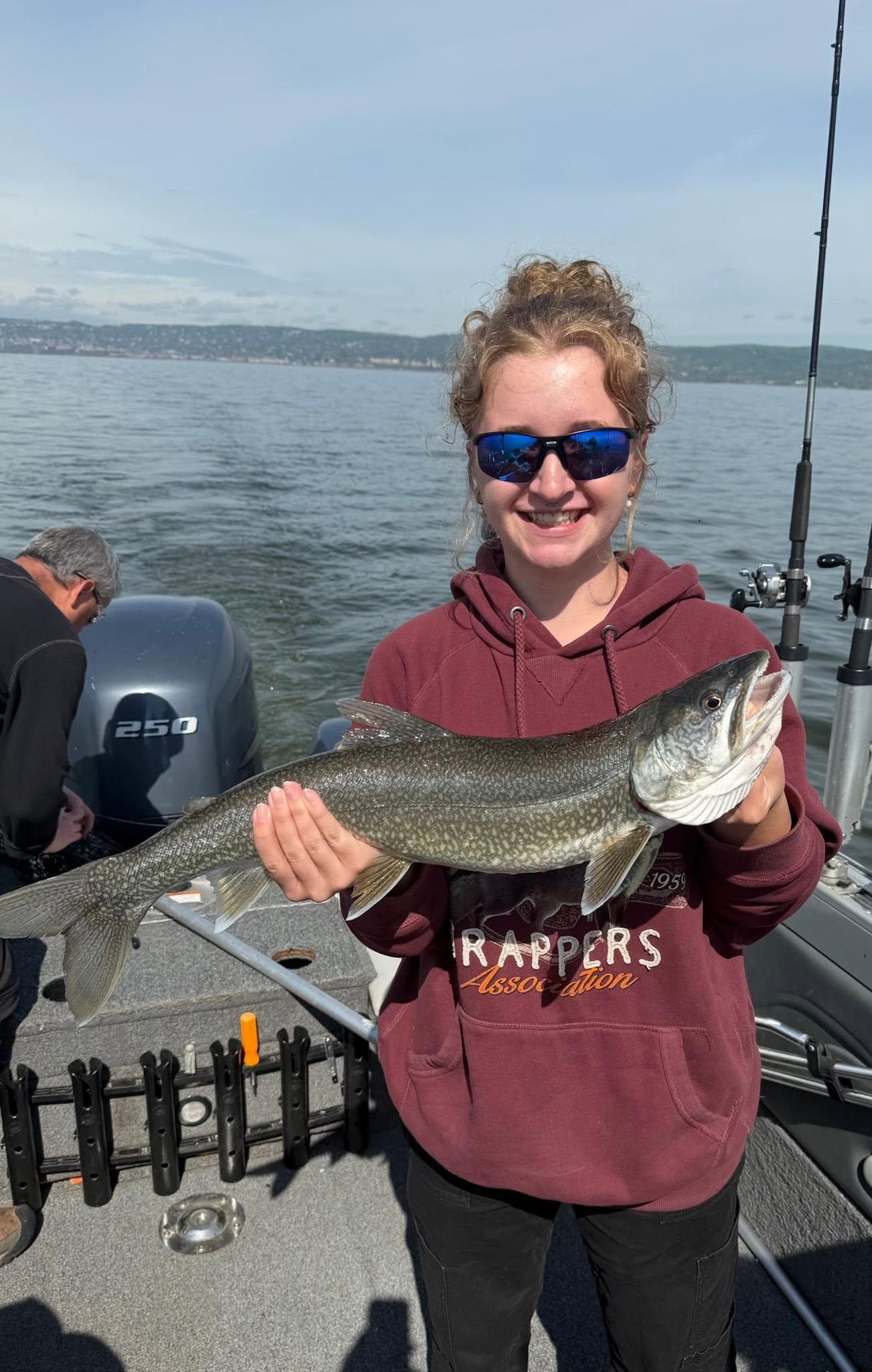 Lake trout catch on fishing boat in Duluth Minnesota