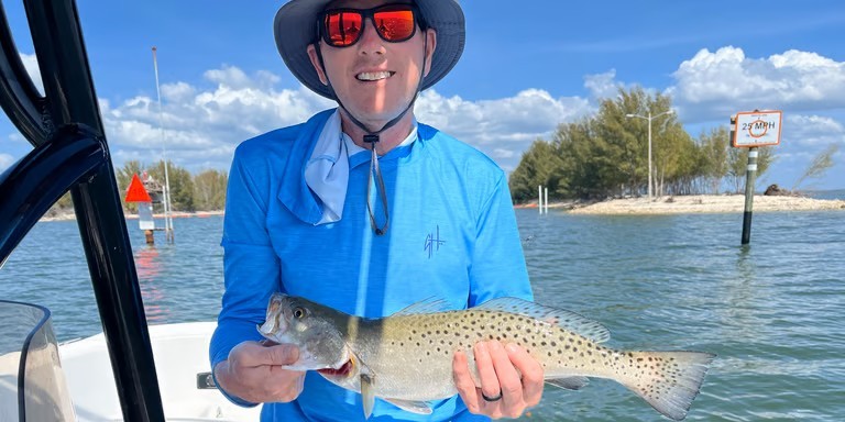 Morning inshore fishing trip Gulf waters Yankeetown Florida Boston Whaler redfish trout snook