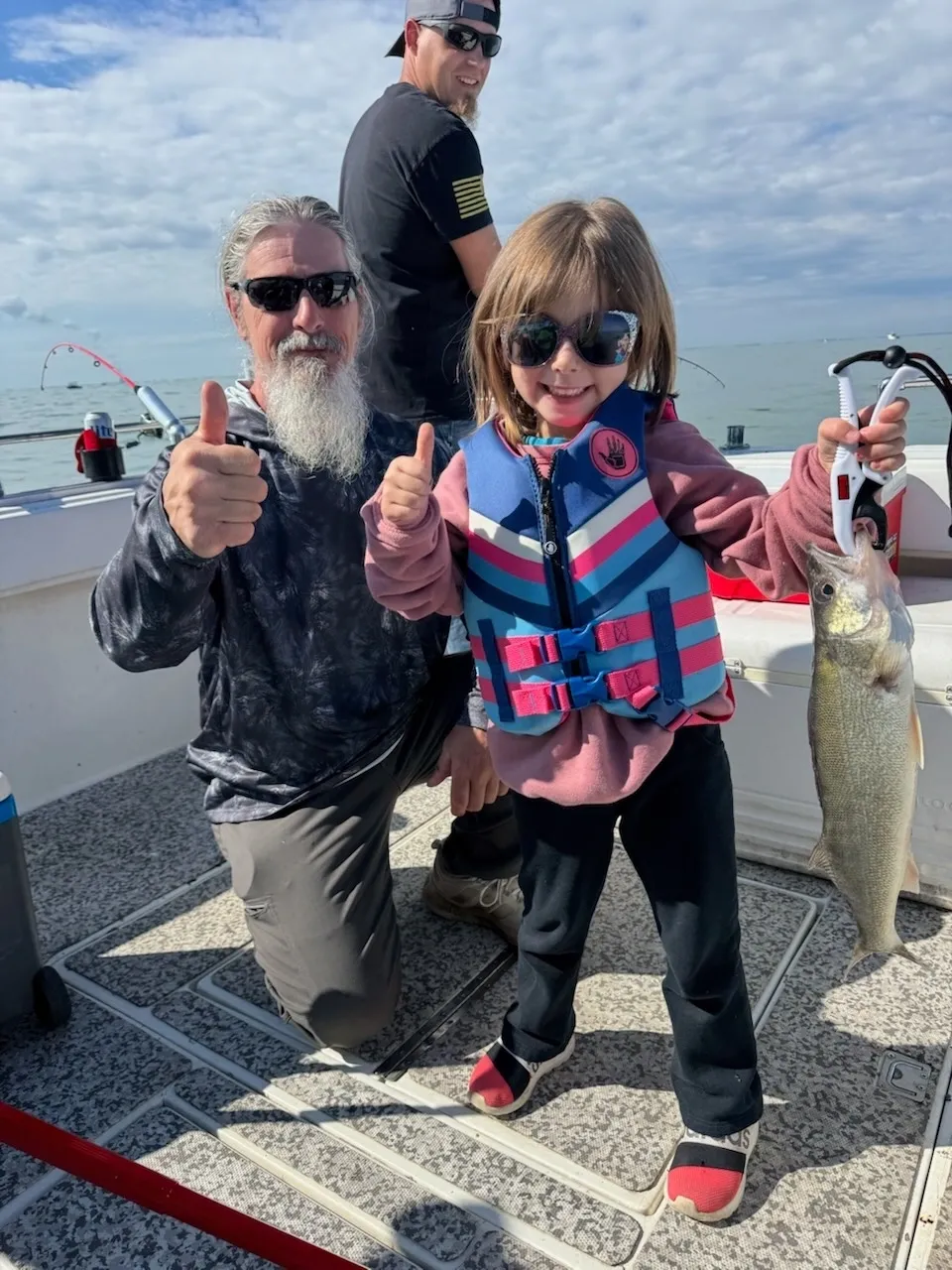 Walleye caught fishing in Oak Harbor OH on boat deck