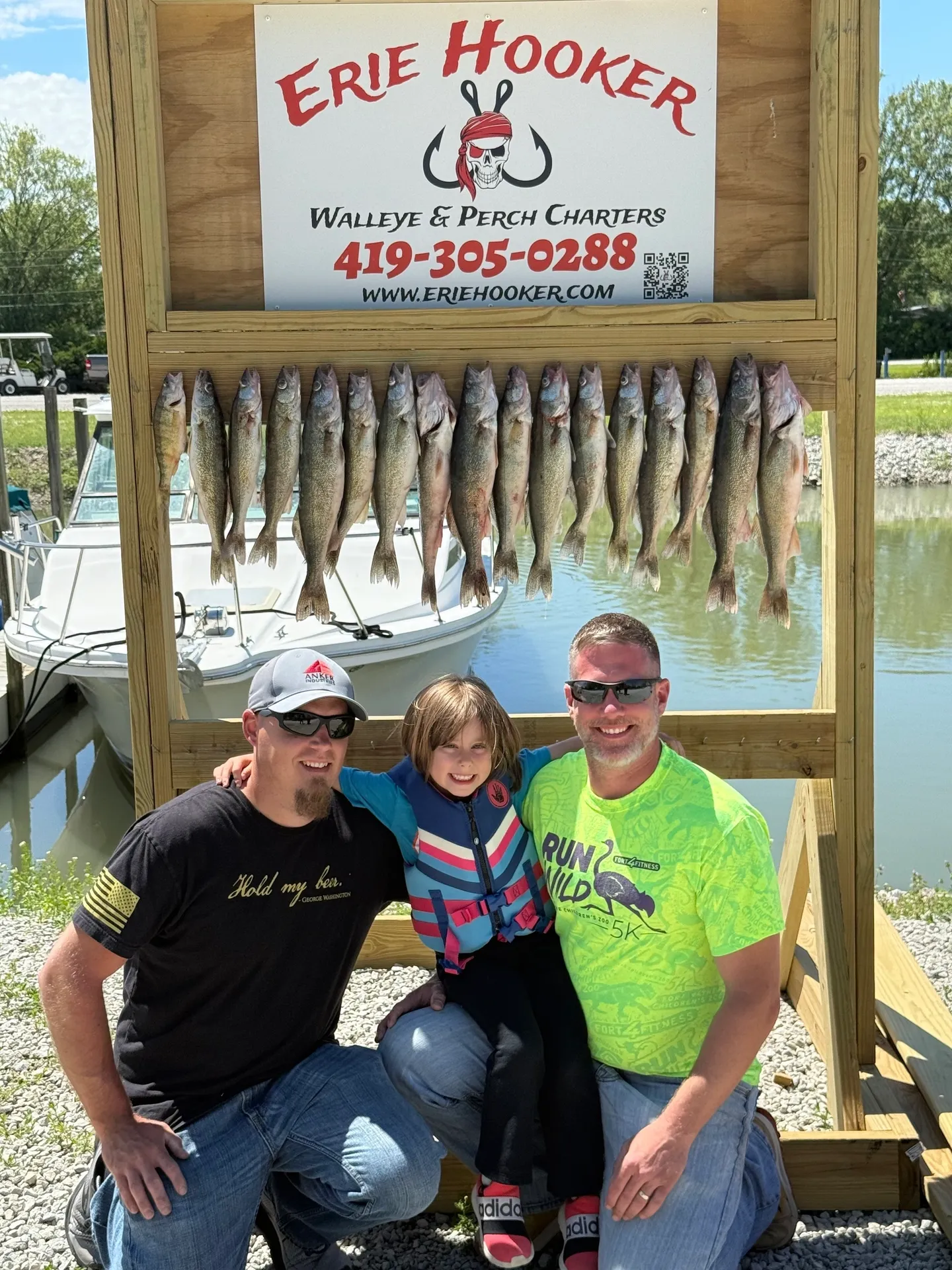 Fishing charter boat on Lake Erie near Oak Harbor targeting walleye and perch with guided crew