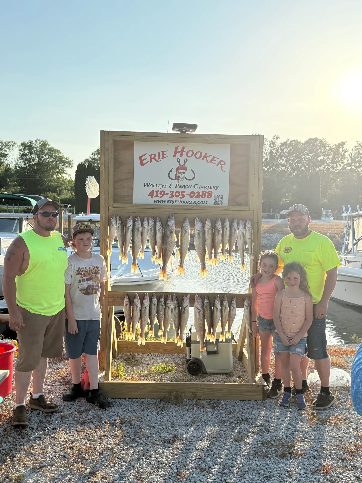 Lake Erie fishing charter boat targeting walleye and perch near Oak Harbor, Ohio waters