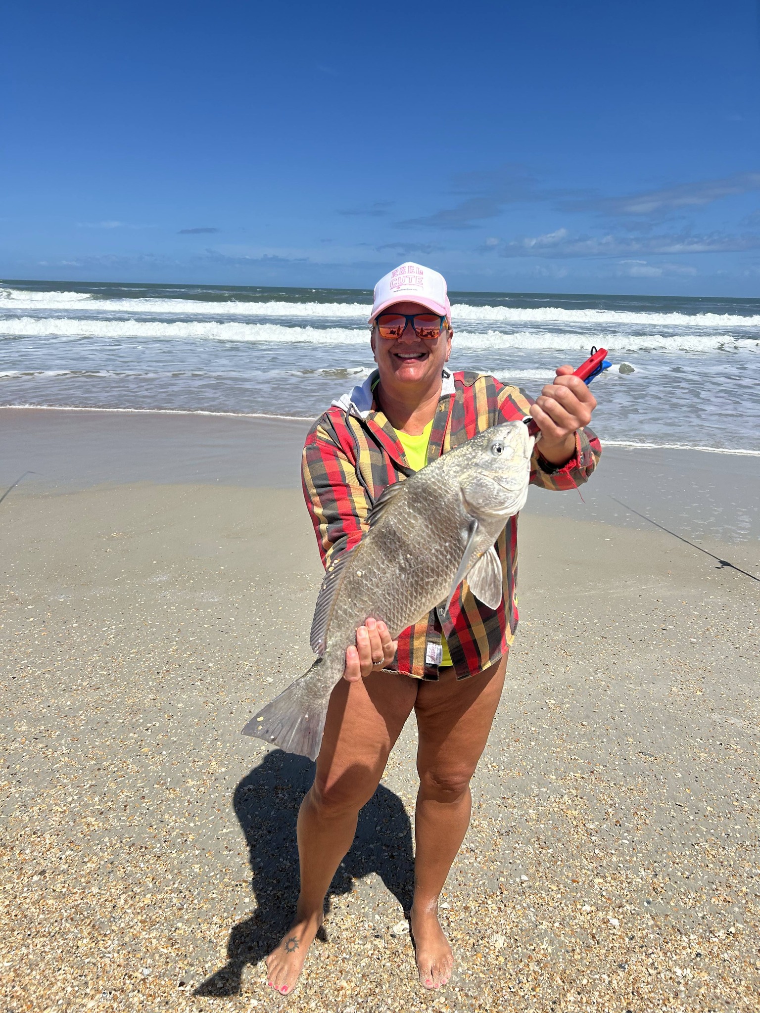Black drum caught while surf fishing on Melbourne FL beach