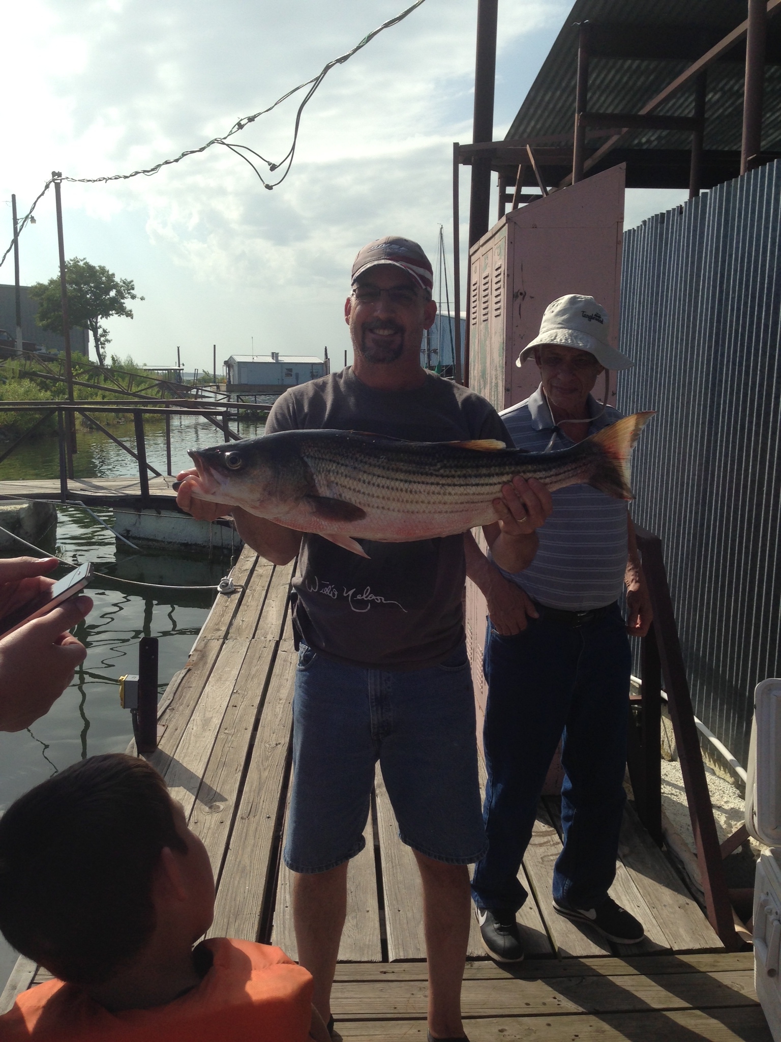Striped bass caught by two people in Pottsboro
