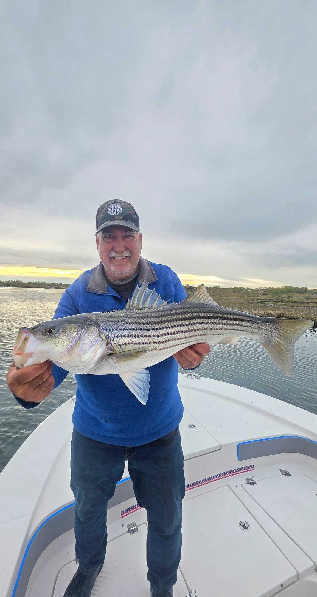 Striped bass caught fishing in Milford CT waters from boat