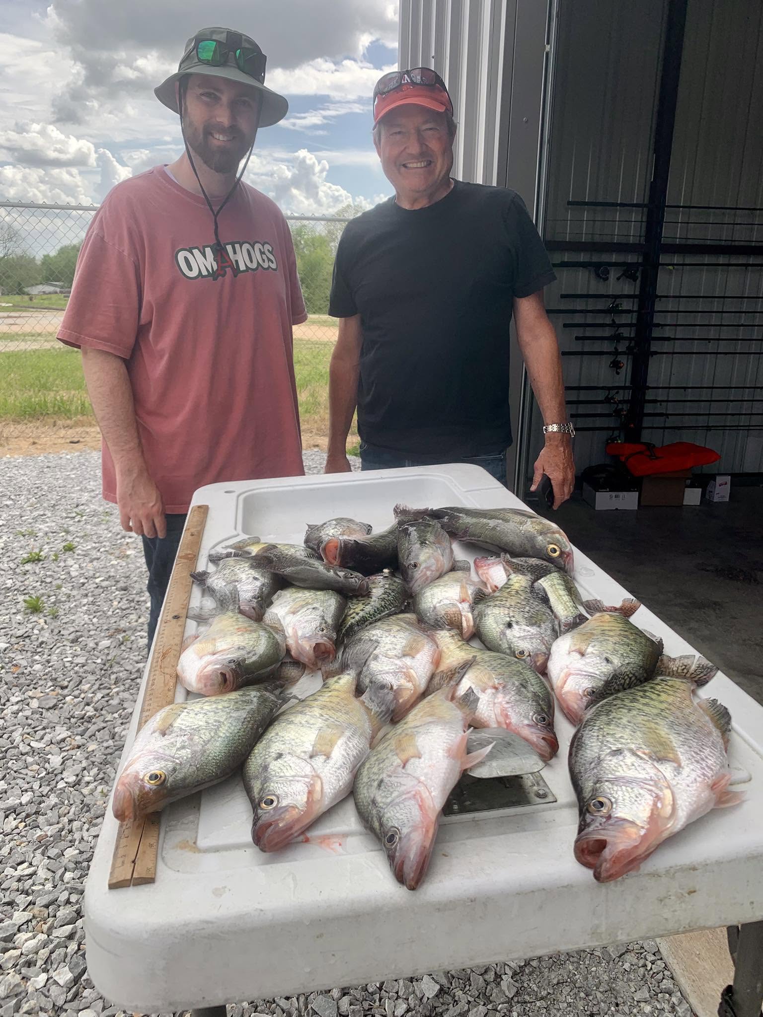 Fresh caught fish displayed on cleaning table in Rogers AR after successful fishing trip