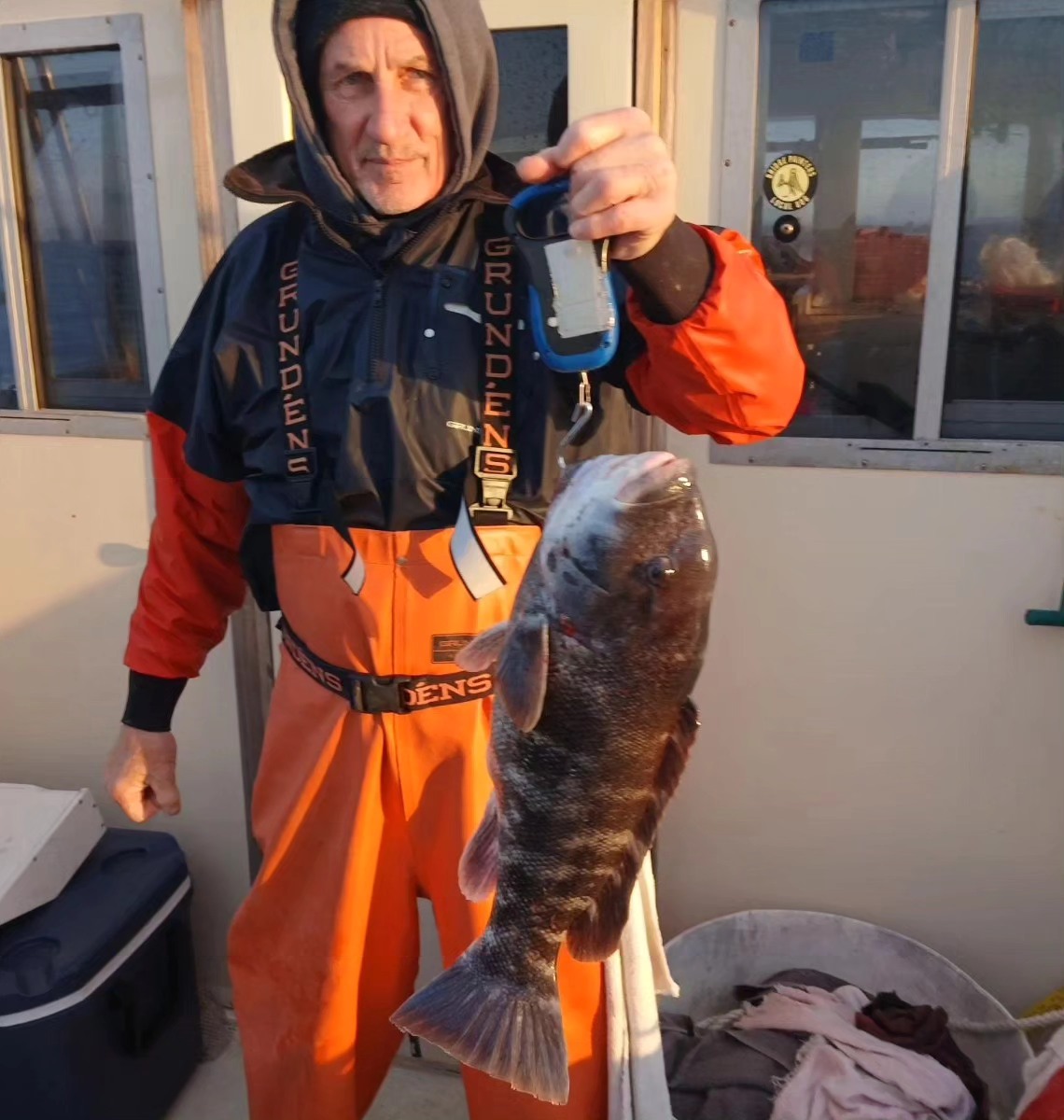 Fisherman with big catch in Newport