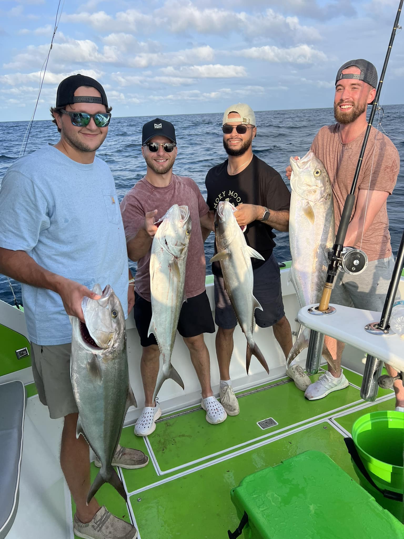 Four Blue Runner fish caught at Carolina Beach