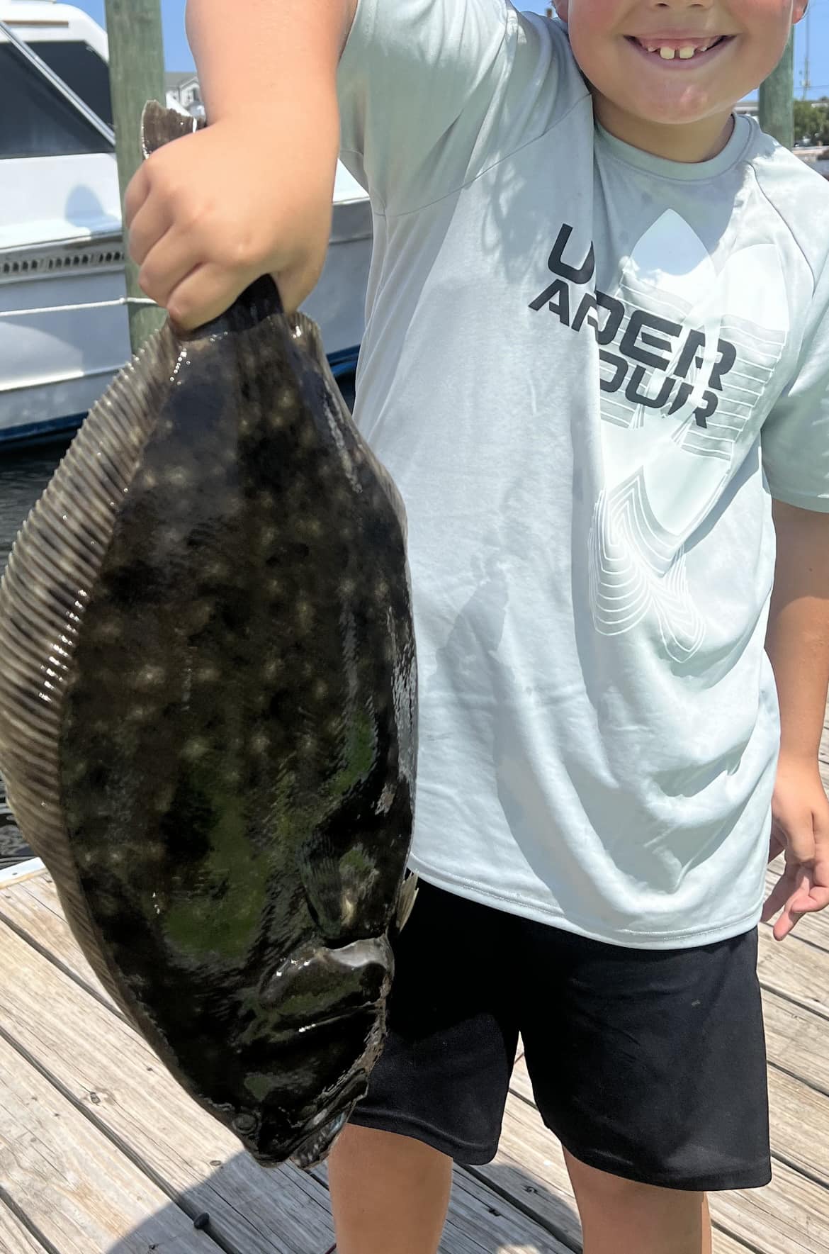 A single summer flounder fish caught in Carolina Beach