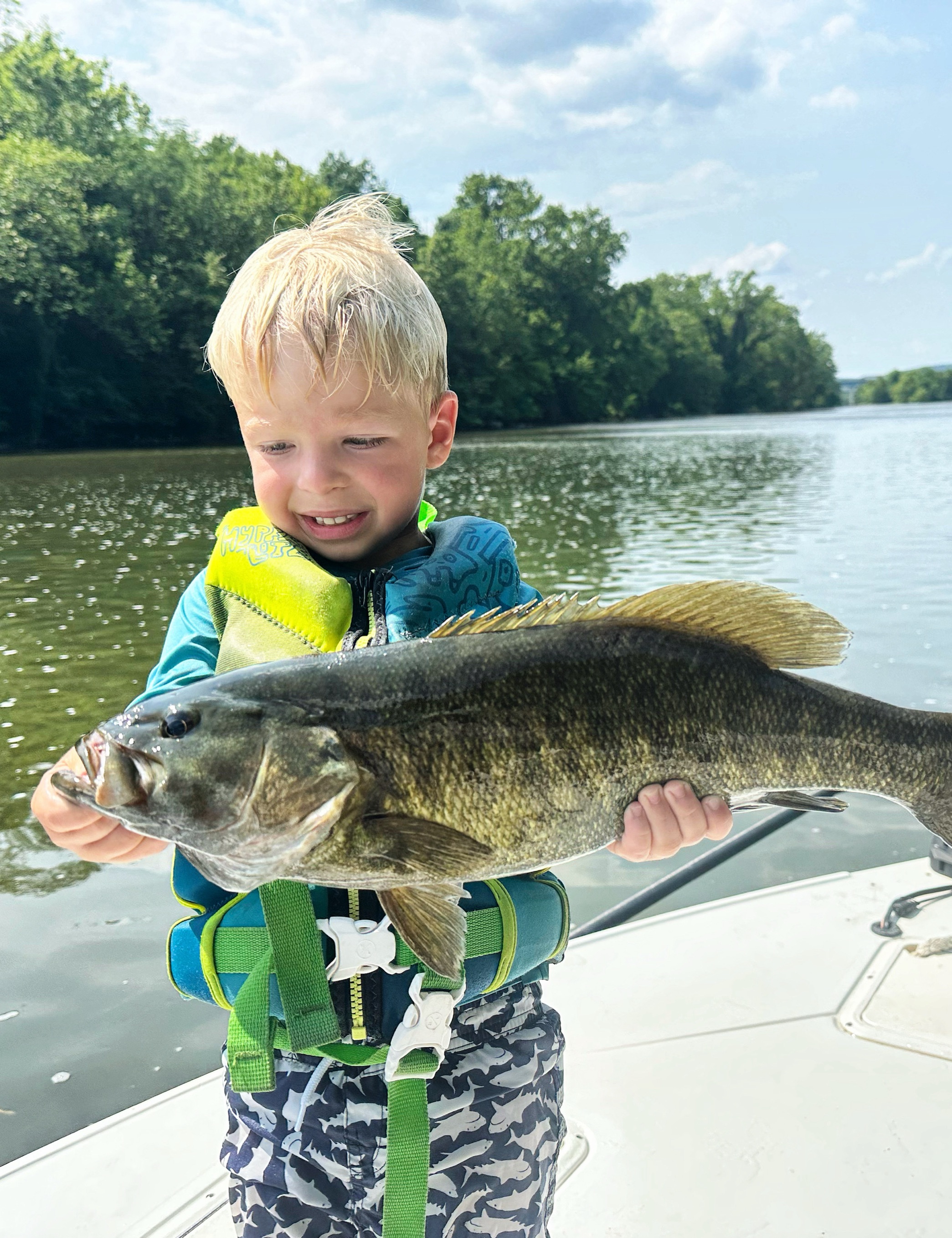 Half day Knoxville fishing charter boat on East Tennessee river for striper and bass