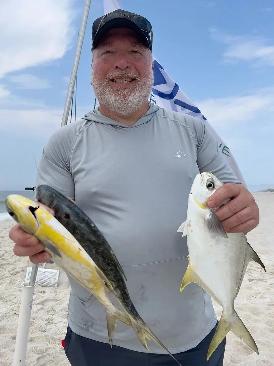 Two Florida Pompano fish caught while fishing in FL