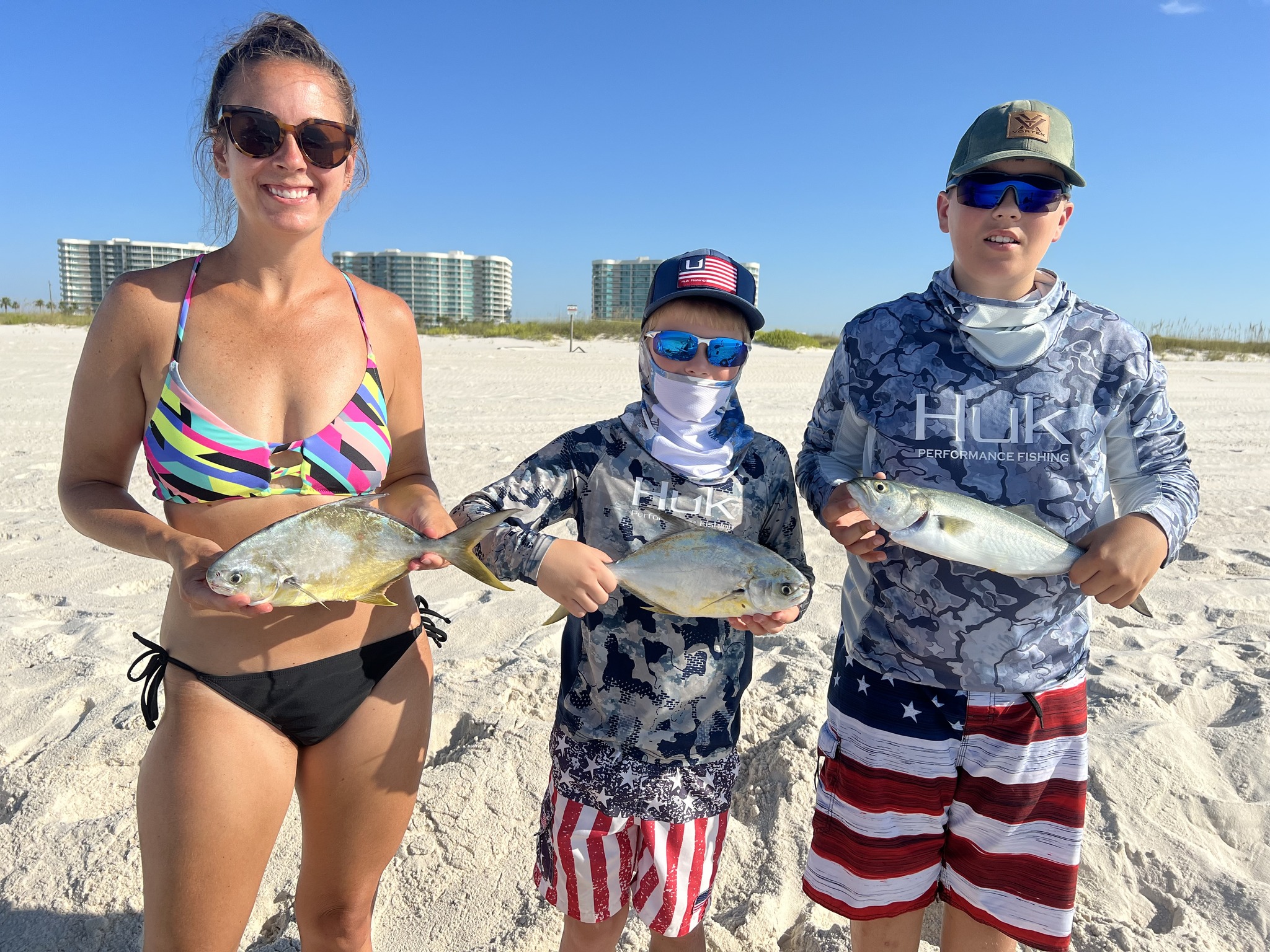 Three permit and African pompano fish caught in Pensacola