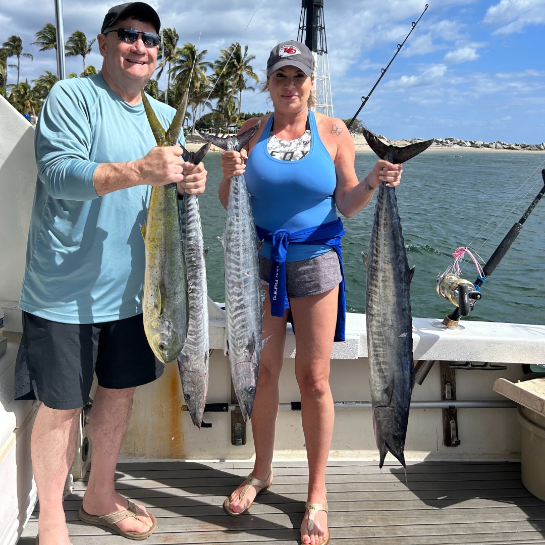Three wahoo fish and king mackerel, a beautiful catch in FL