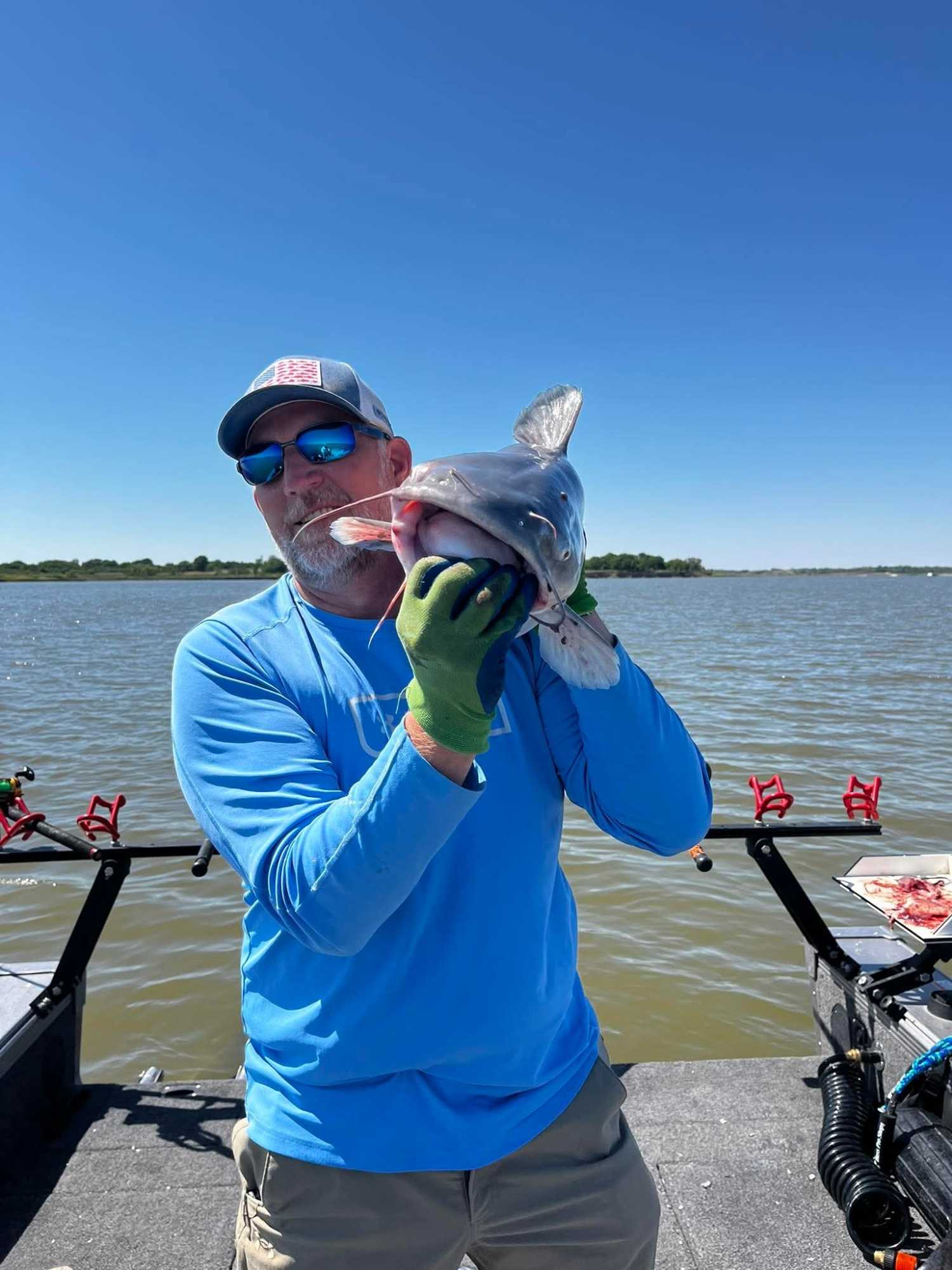 Freshly caught fish being held during fishing trip in Manhattan Kansas