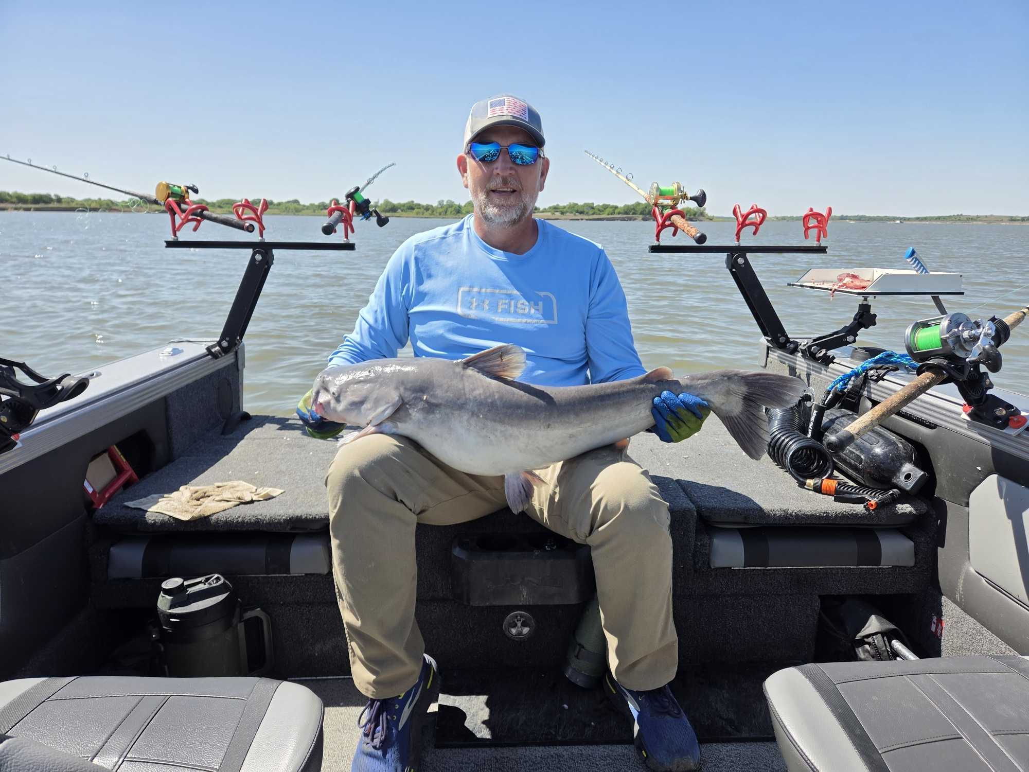 Blue catfish caught during fishing trip in Manhattan KS