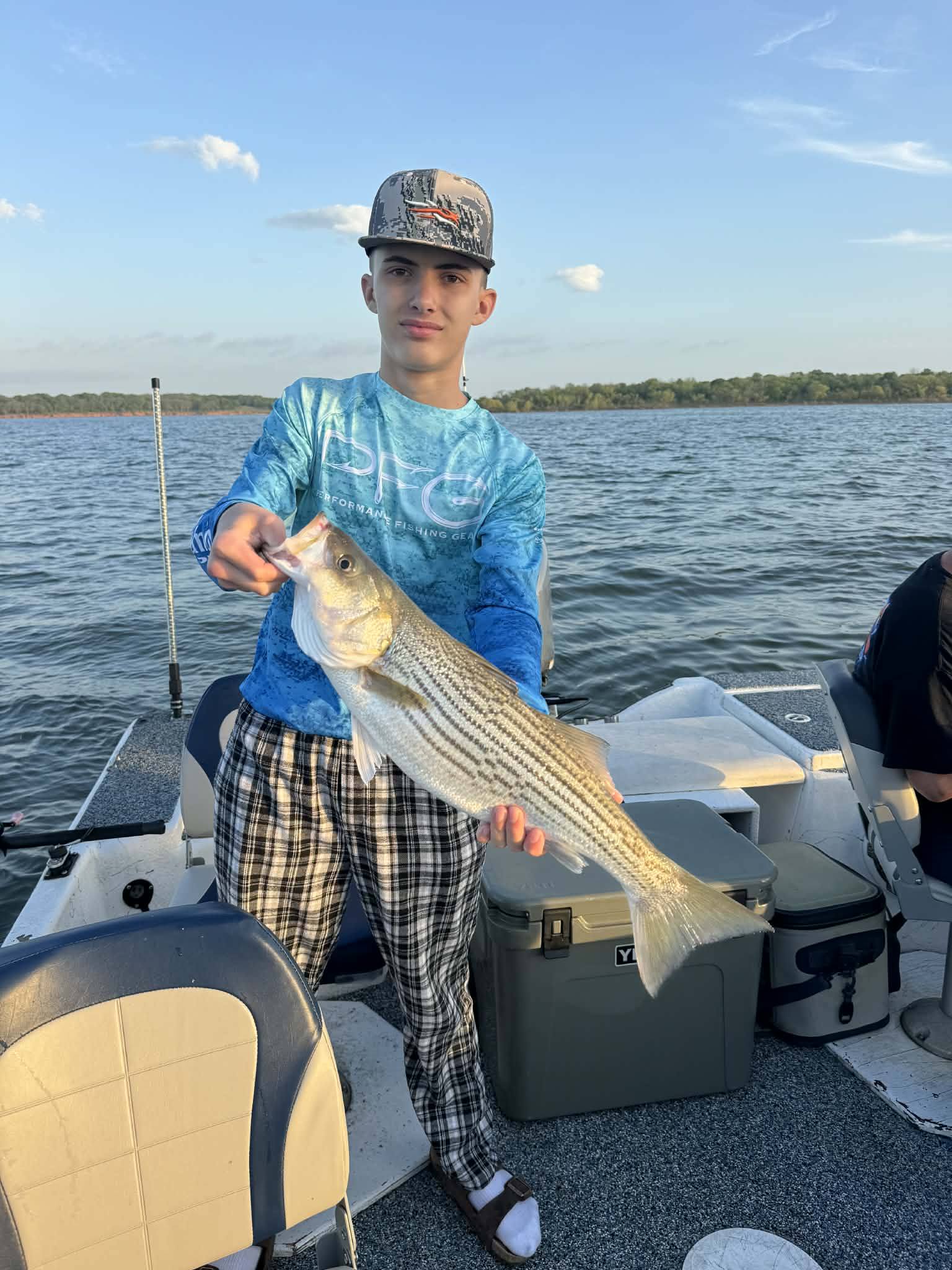 Striped bass caught while fishing on boat in Pottsboro TX