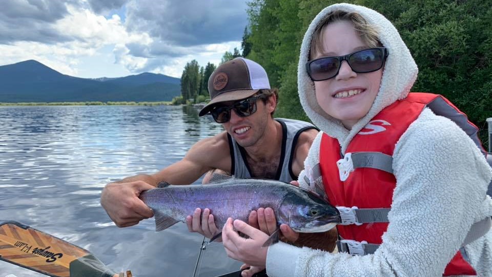 Two people enjoying a day of fishing in Klamath Falls