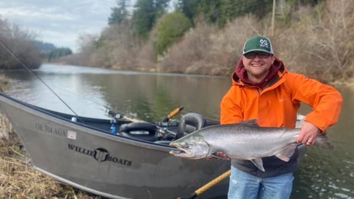 A stunning rainbow trout caught in Klamath Falls