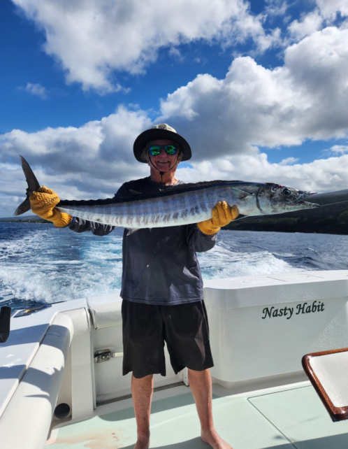 A single 35-inch wahoo fish caught while fishing in HI