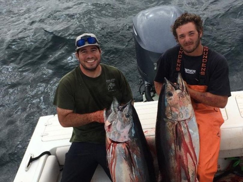 Two anglers fishing in California