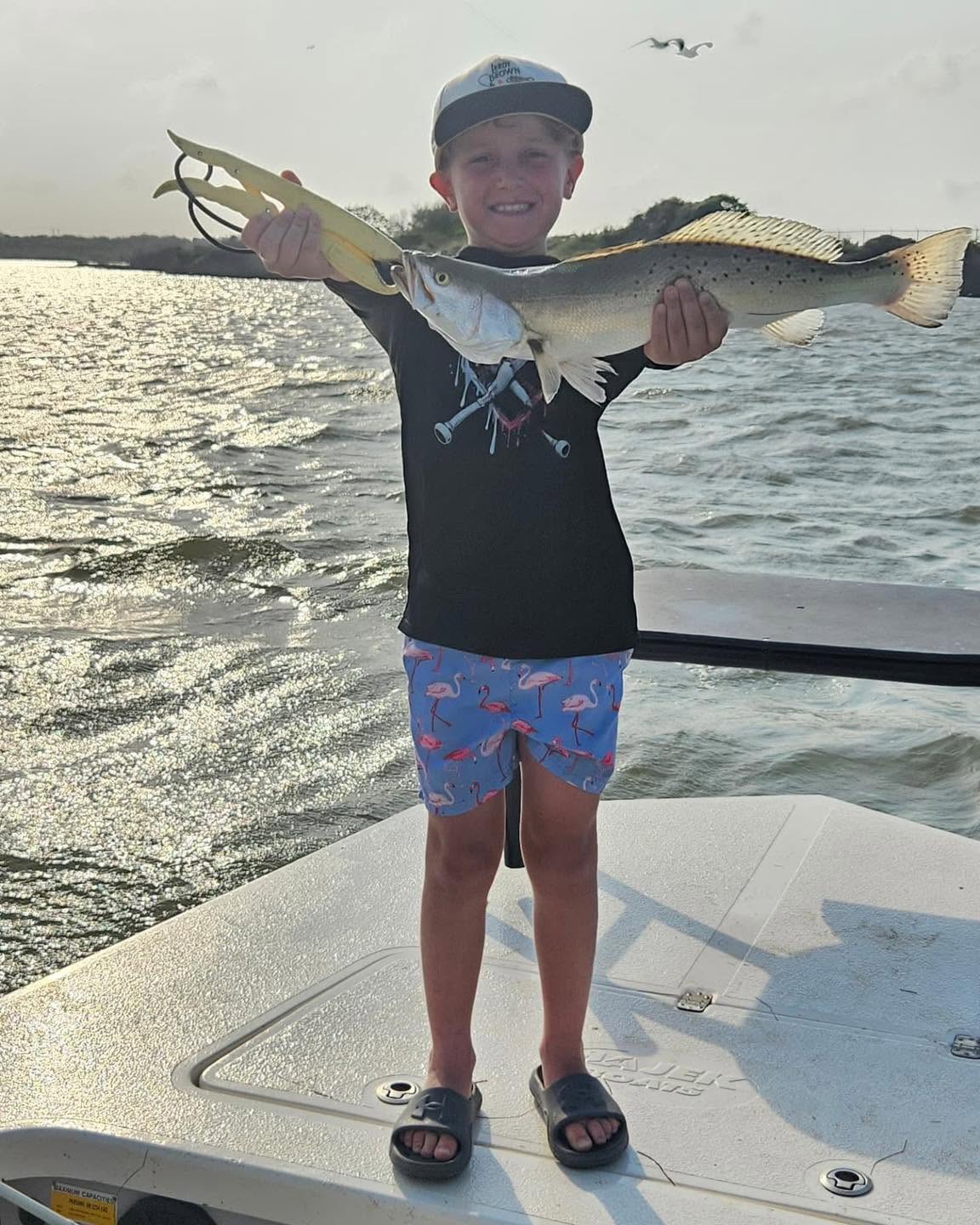 Speckled trout catch displayed on fishing boat in Corpus Christi TX