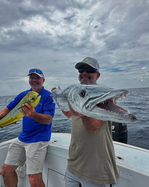 Great Barracuda and Mahi Mahi caught during fishing charter in Pompano Beach FL