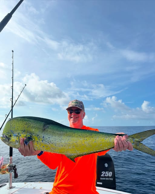 Large mahi mahi fish caught during fishing trip off Pompano Beach FL