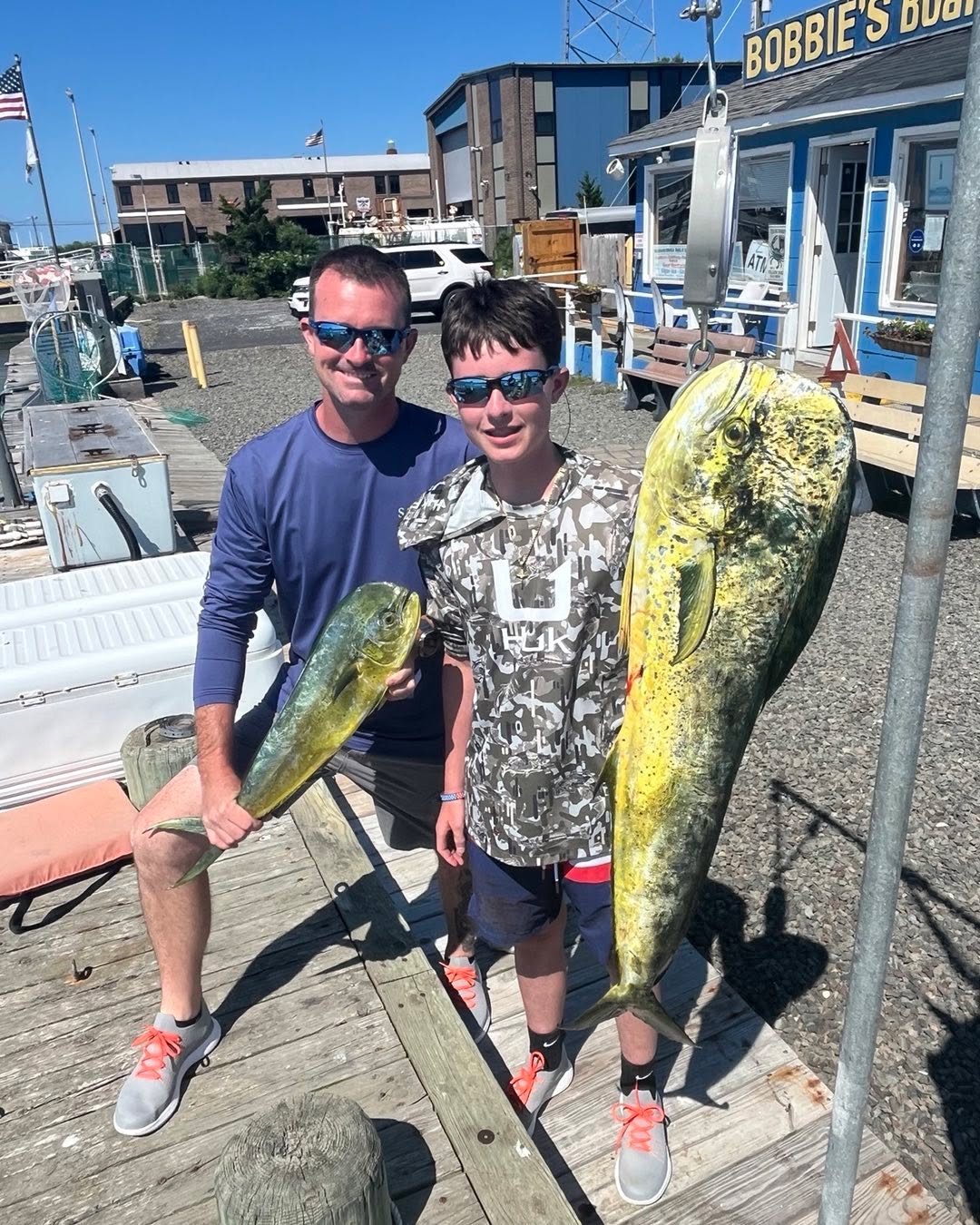 Two anglers fishing at Barnegat Light
