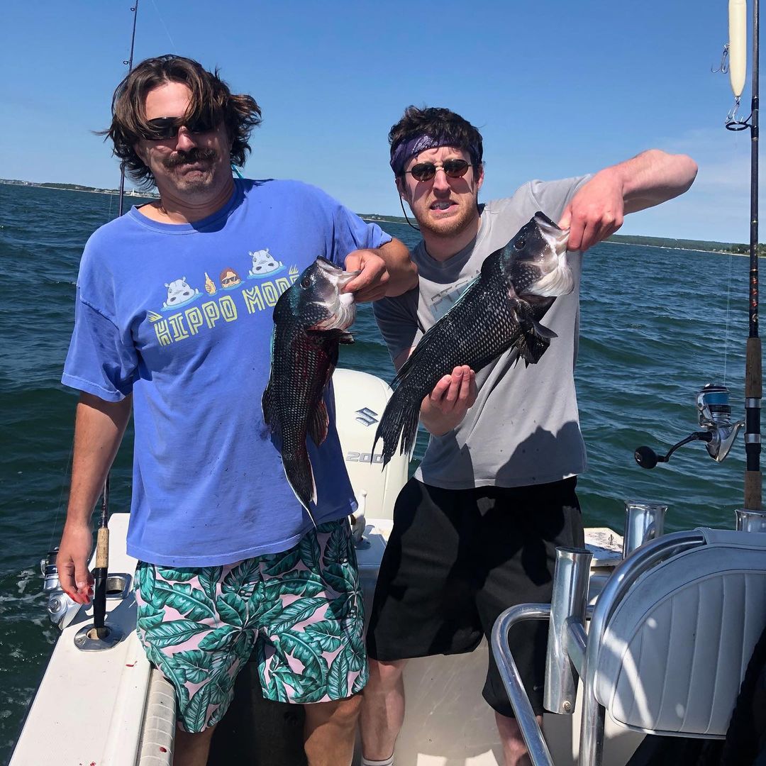 Two sea bass caught in Brewster