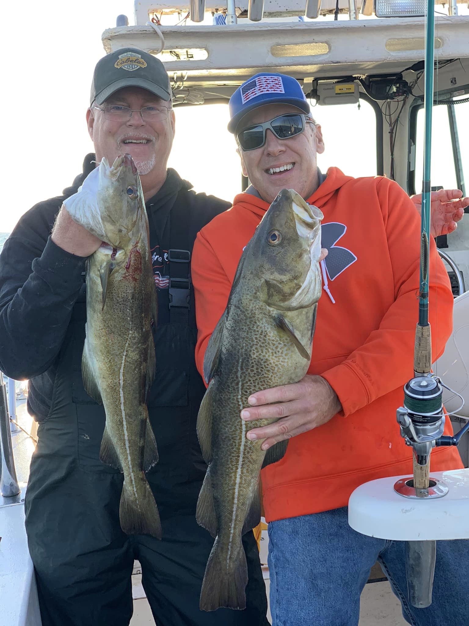 Two Atlantic Cod, 25 inches, fishing in Connecticut